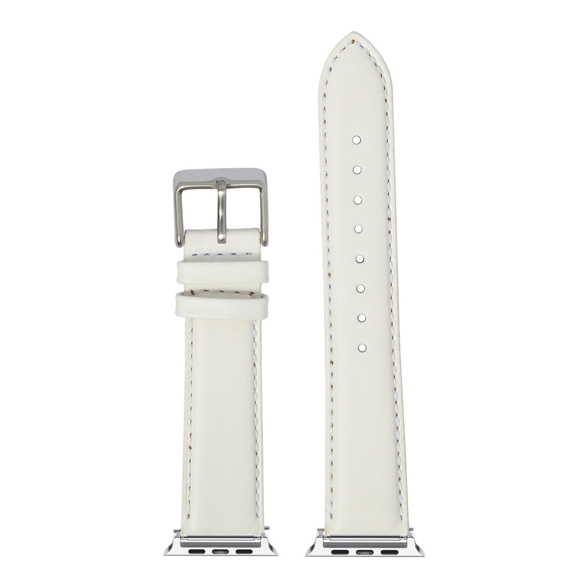 [Apple Watch] Padded Leather - White with Silver Apple Watch connecters