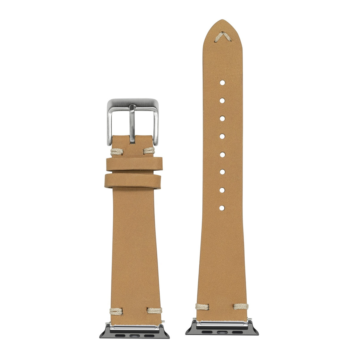 [Apple Watch] Vintage Knotted - Nubuck Leather - Brown with Black Apple Watch connecters
