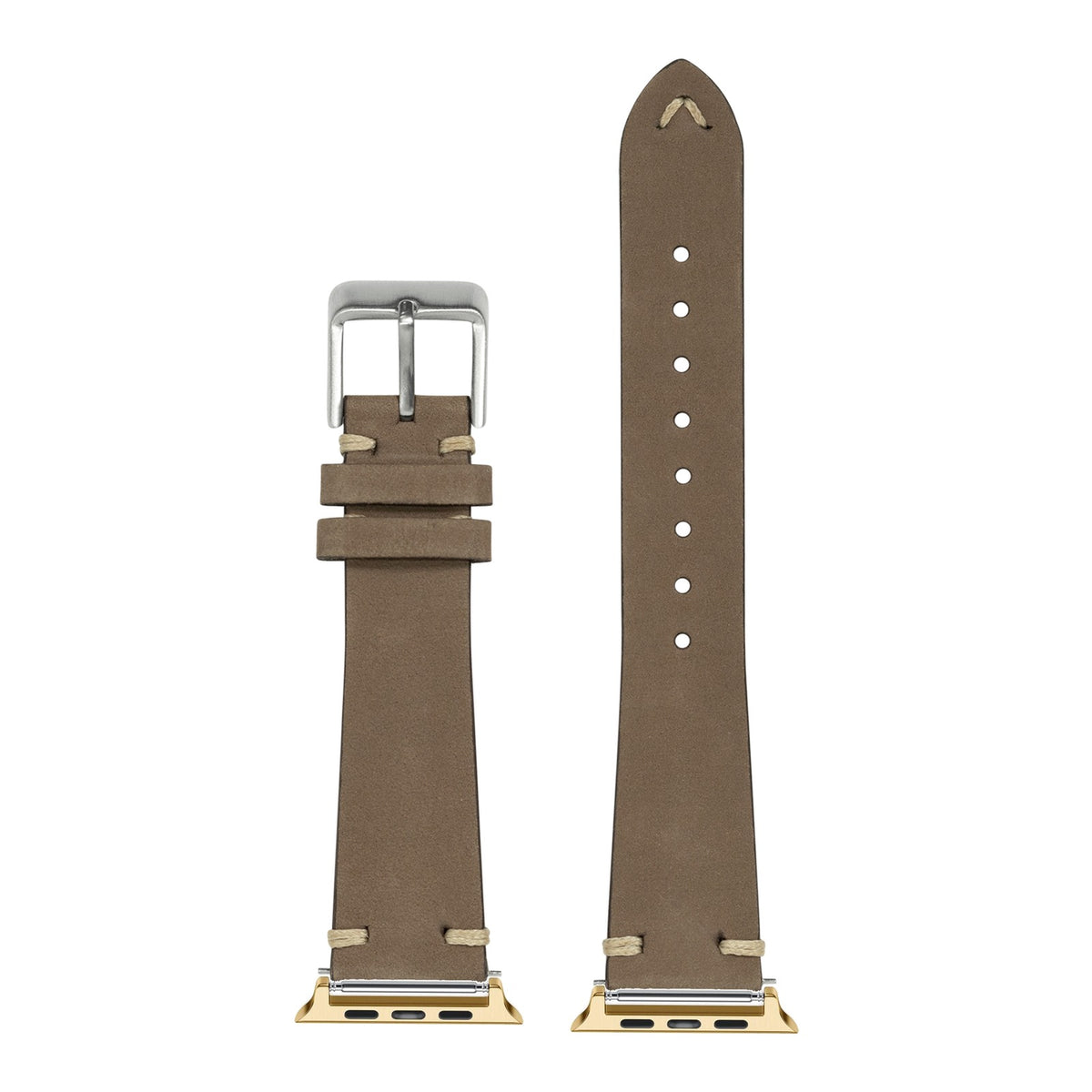 [Apple Watch] Vintage Knotted - Nubuck Leather - Dark Brown with Gold Apple Watch connecters