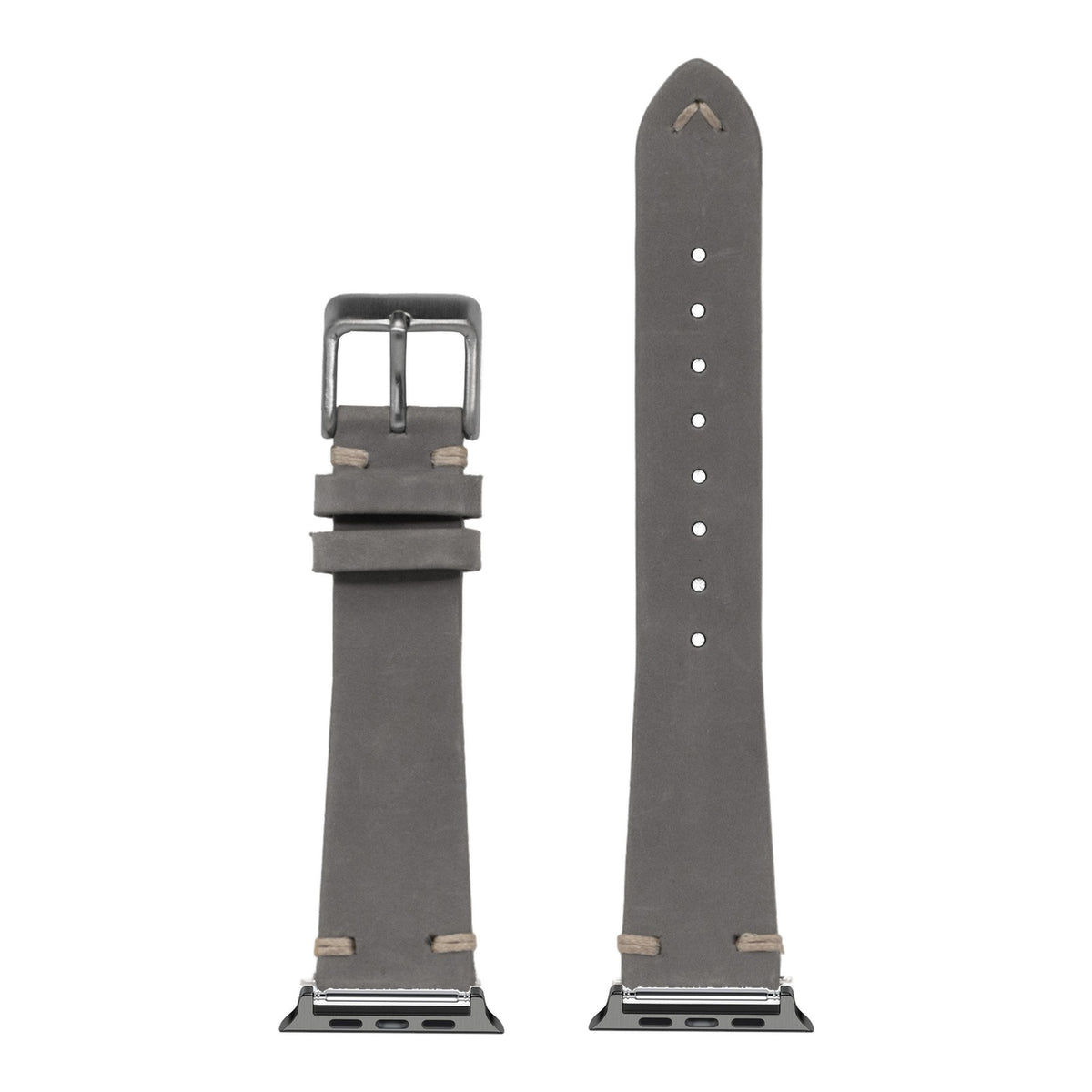 [Apple Watch] Vintage Knotted - Nubuck Leather - Grey with Black Apple Watch connecters