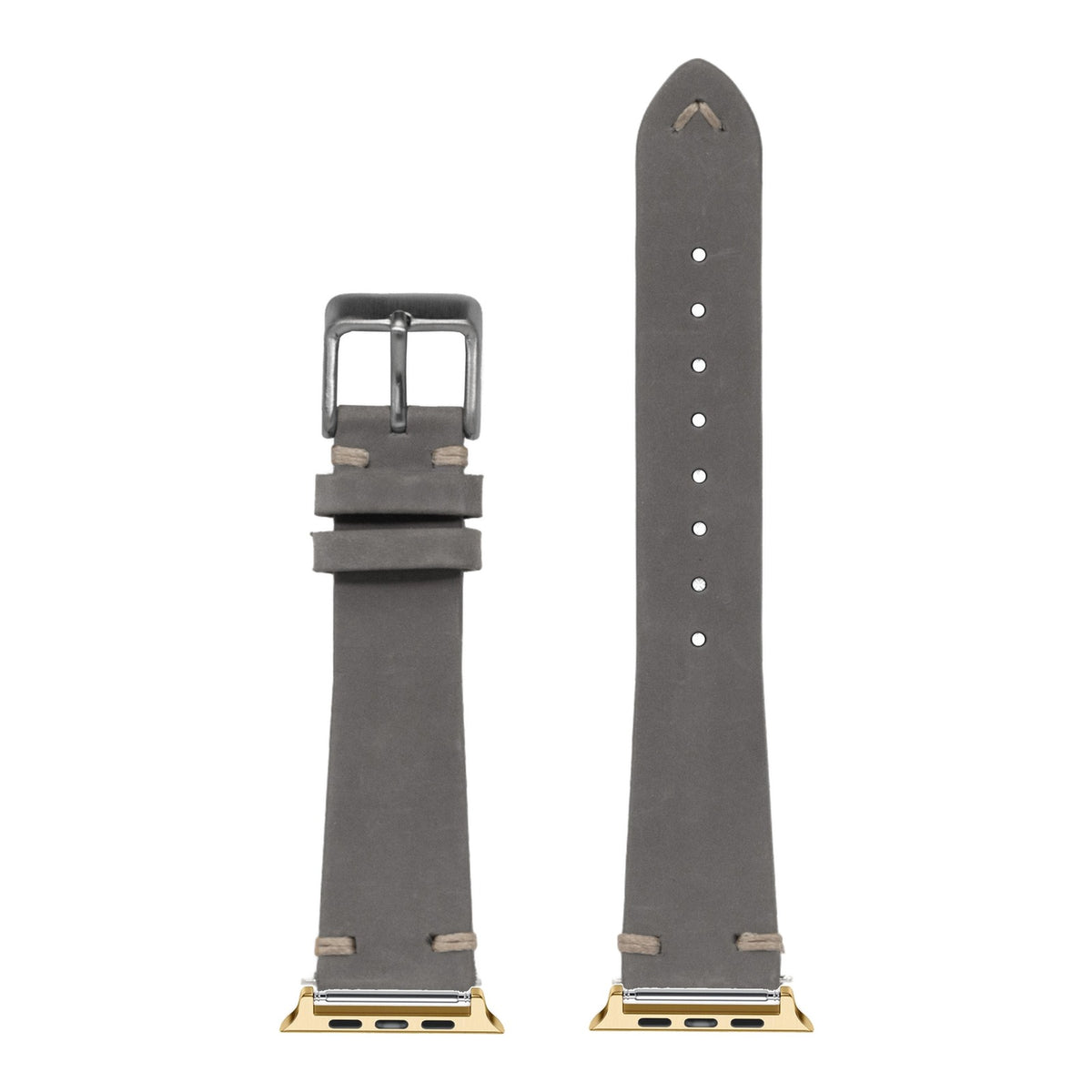 [Apple Watch] Vintage Knotted - Nubuck Leather - Grey with Gold Apple Watch connecters