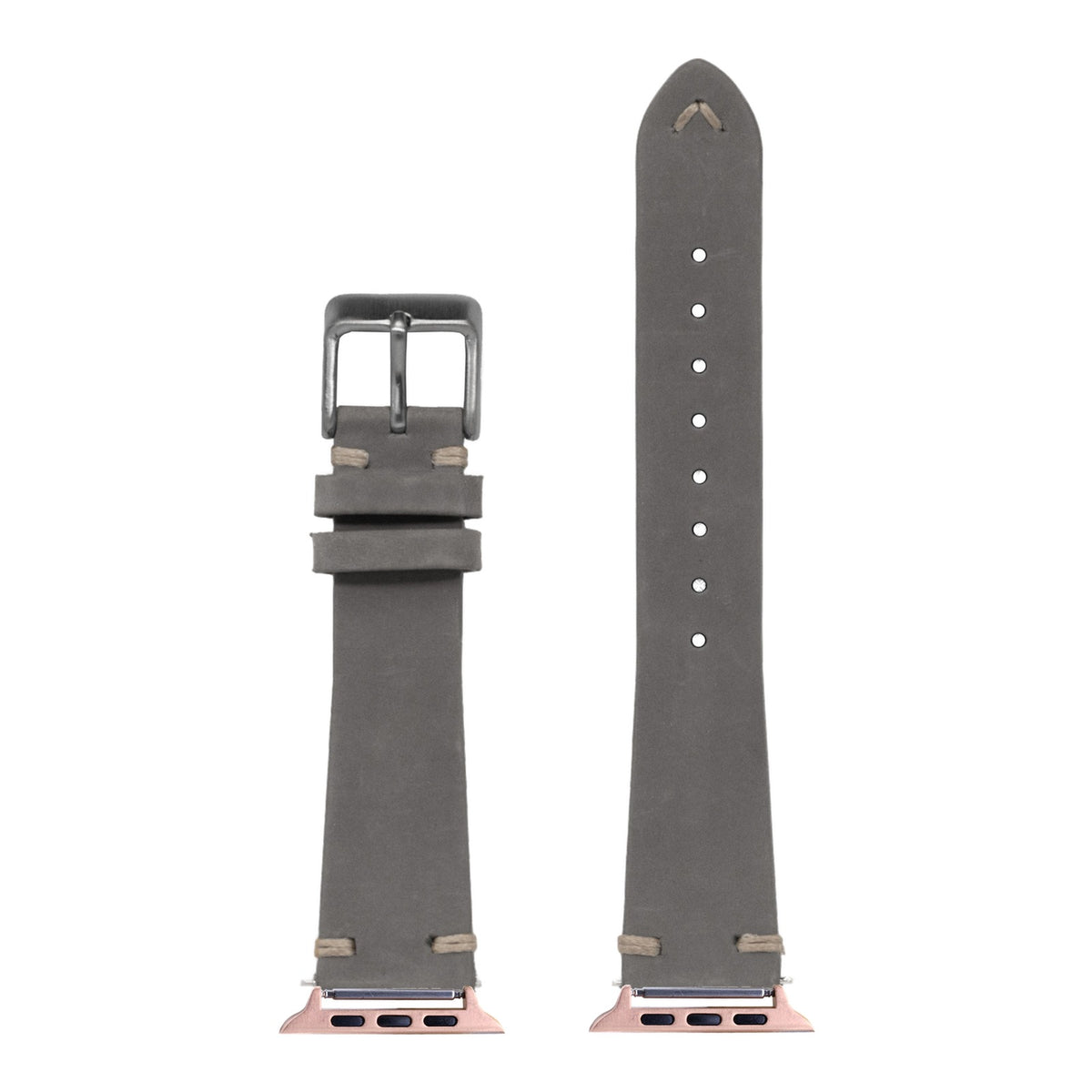 [Apple Watch] Vintage Knotted - Nubuck Leather - Grey with Rose Gold Apple Watch connecters