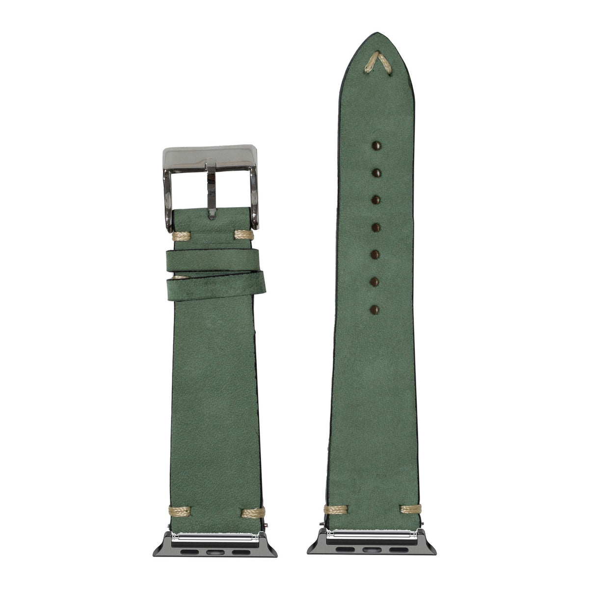 [Apple Watch] Vintage Knotted - Nubuck Leather - Mint Green with Black Apple Watch connecters