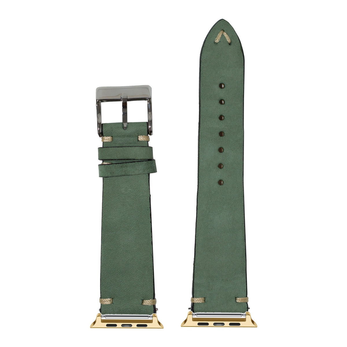 [Apple Watch] Vintage Knotted - Nubuck Leather - Mint Green with Gold Apple Watch connecters