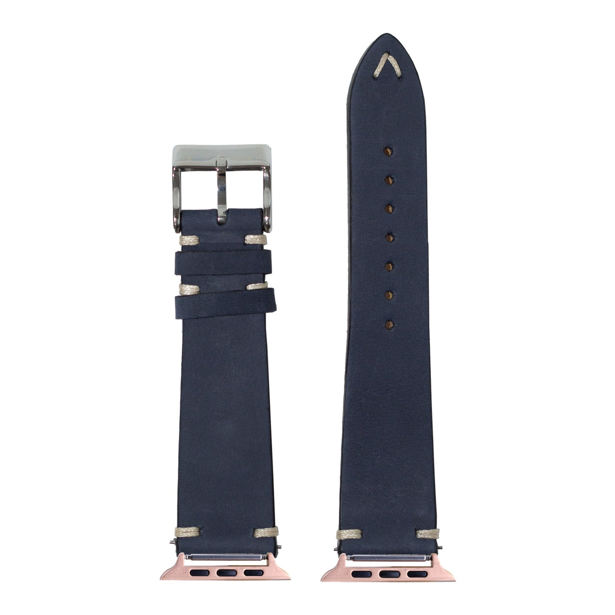 [Apple Watch] Vintage Knotted - Nubuck Leather - Navy Blue with Rose Gold Apple Watch connecters