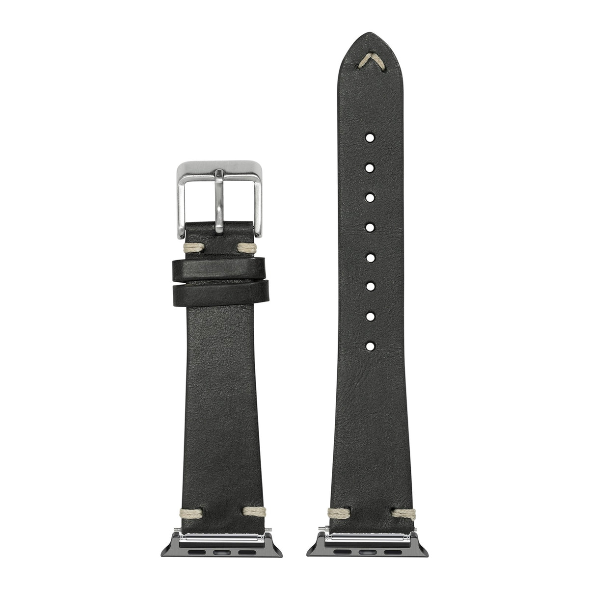 [Apple Watch] Vintage Knotted Leather - Black with Black Apple Watch connecters