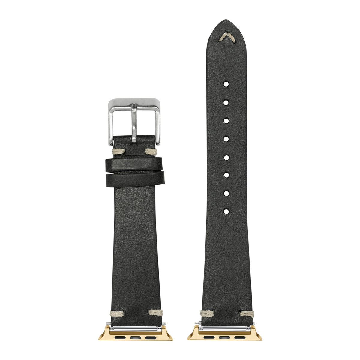 [Apple Watch] Vintage Knotted Leather - Black with Gold Apple Watch connecters