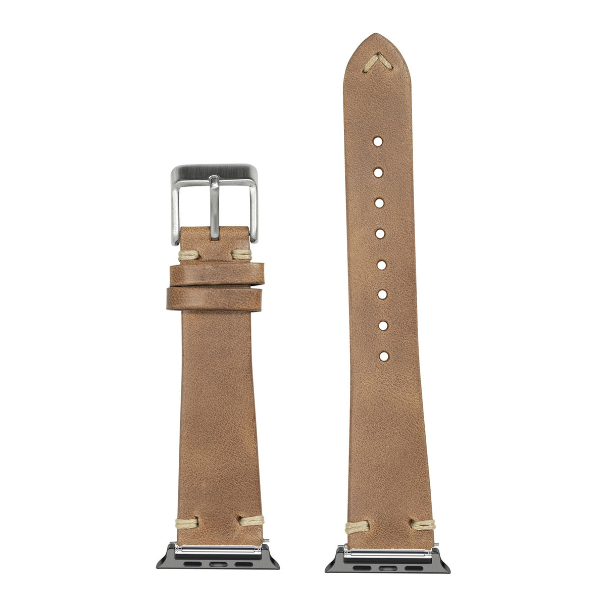 [Apple Watch] Vintage Knotted Leather - Brown with Black Apple Watch connecters