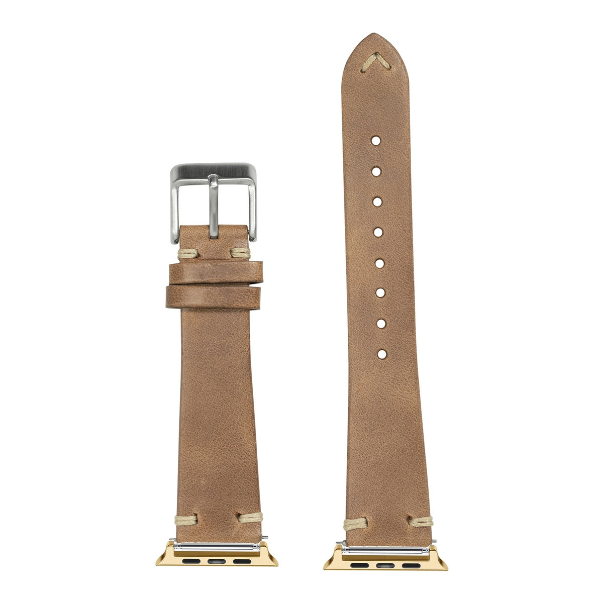 [Apple Watch] Vintage Knotted Leather - Brown with Gold Apple Watch connecters