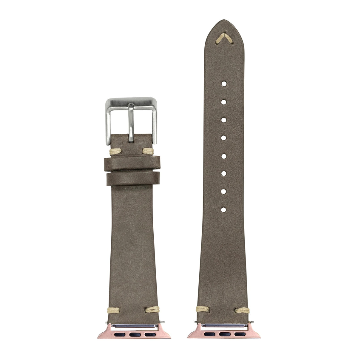 [Apple Watch] Vintage Knotted Leather - Dark Brown with Rose Gold Apple Watch connecters