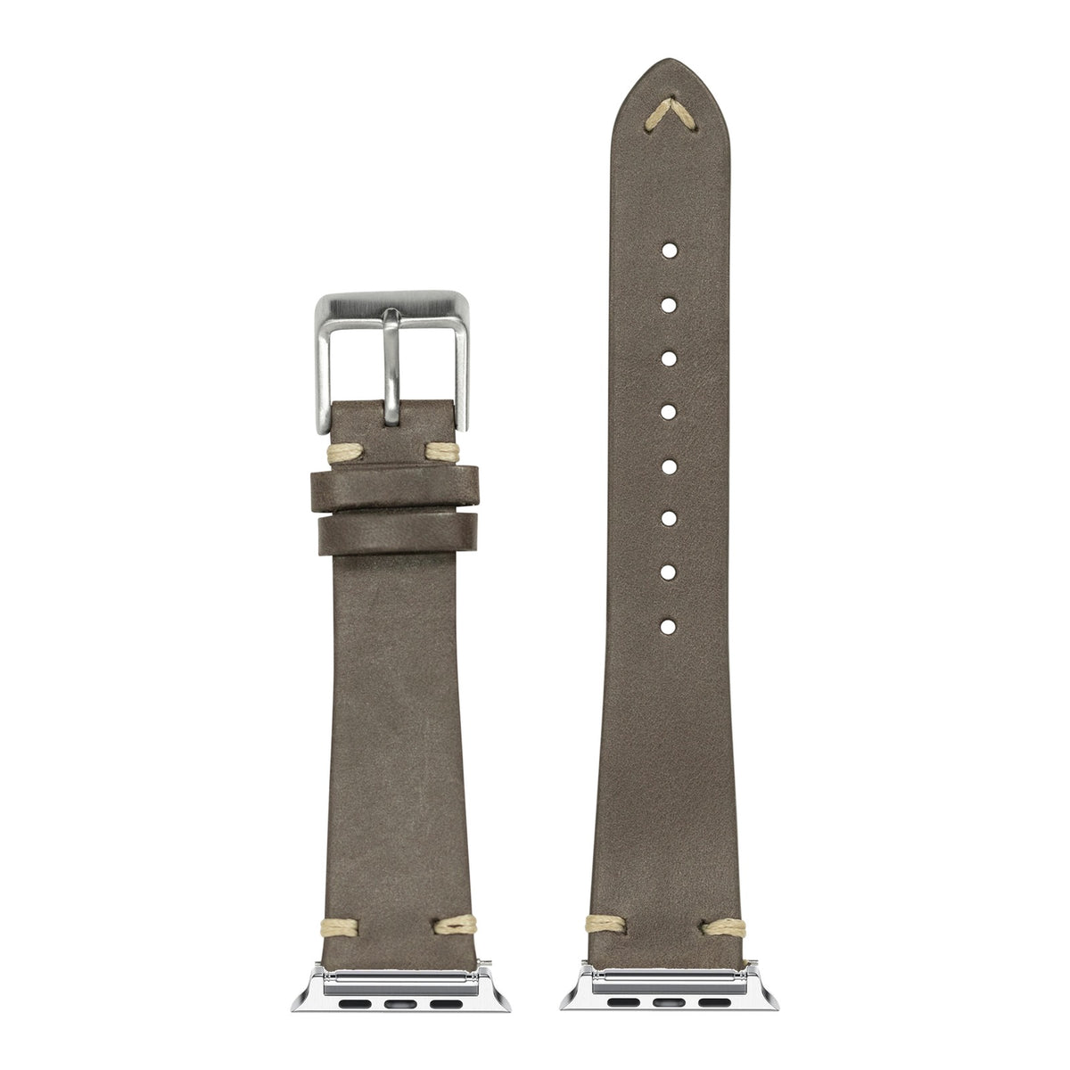 [Apple Watch] Vintage Knotted Leather - Dark Brown with Silver Apple Watch connecters