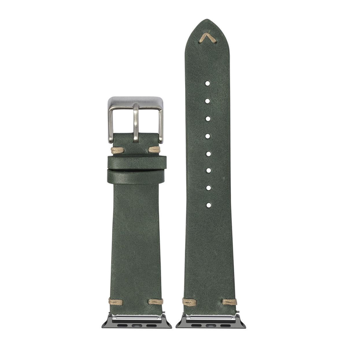 [Apple Watch] Vintage Knotted Leather - Forest Green with Black Apple Watch connecters