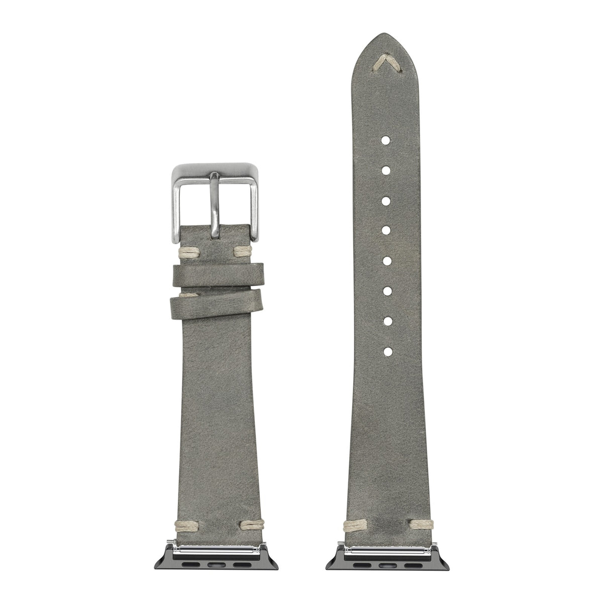 [Apple Watch] Vintage Knotted Leather - Grey with Black Apple Watch connecters