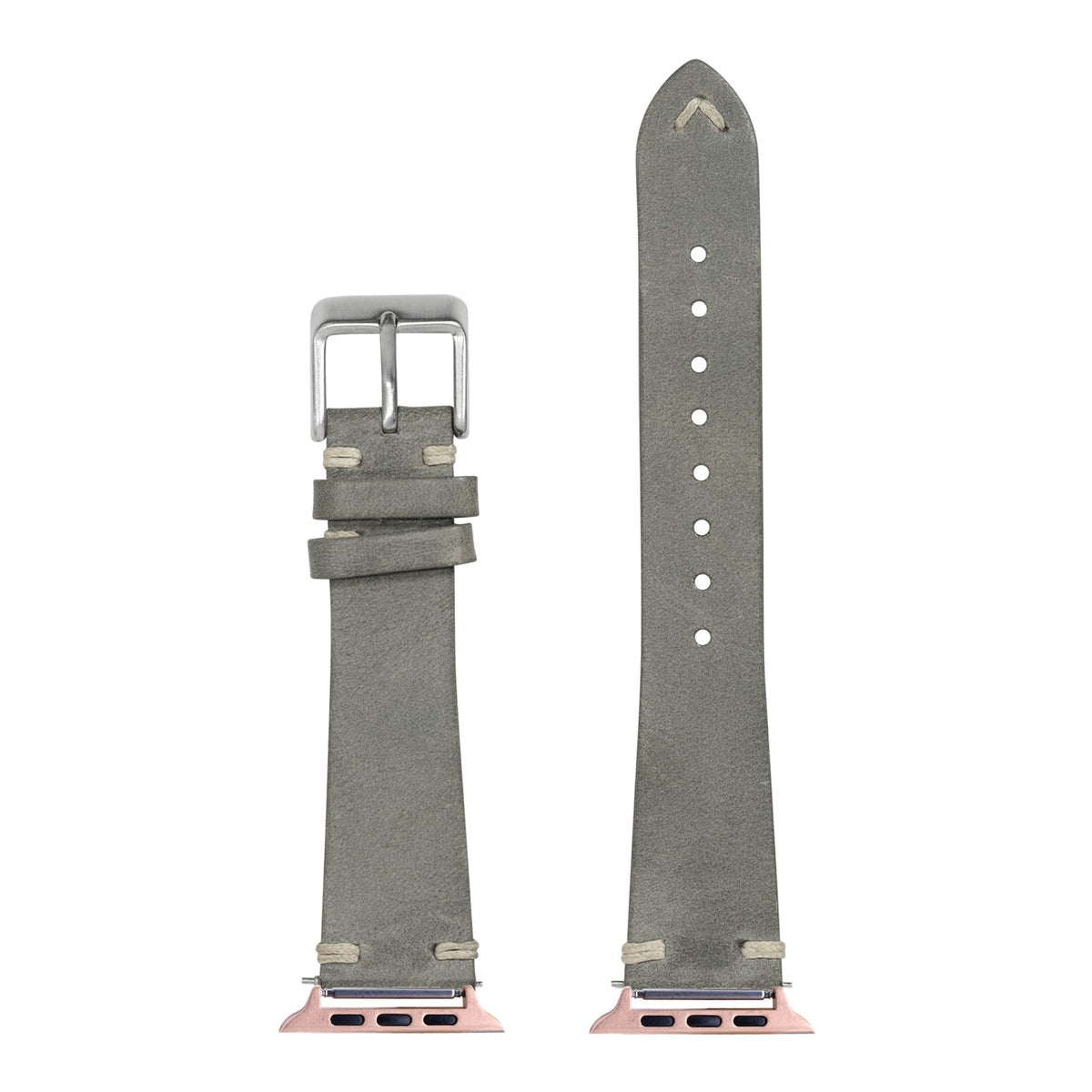 [Apple Watch] Vintage Knotted Leather - Grey with Rose Gold Apple Watch connecters
