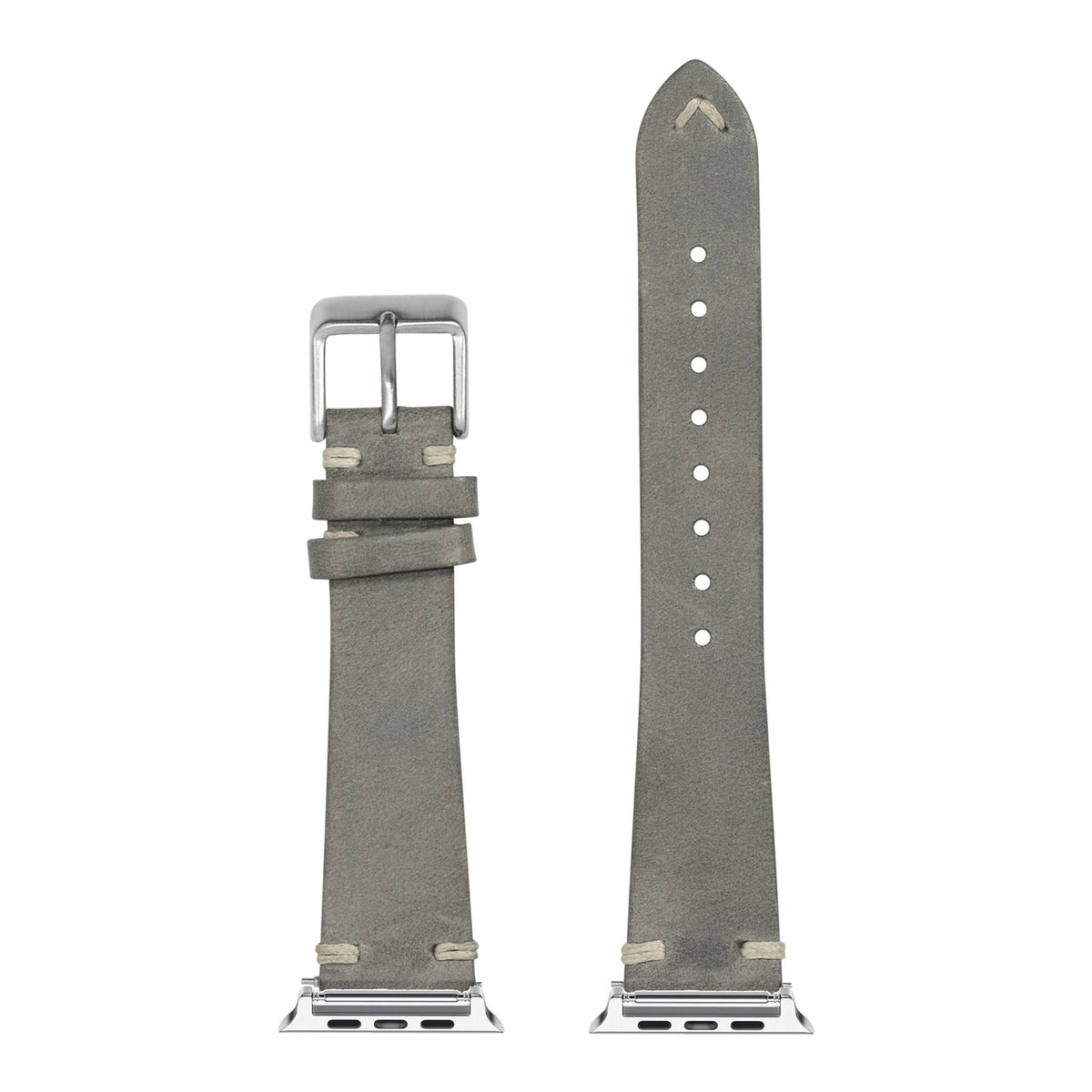 [Apple Watch] Vintage Knotted Leather - Grey with Silver Apple Watch connecters