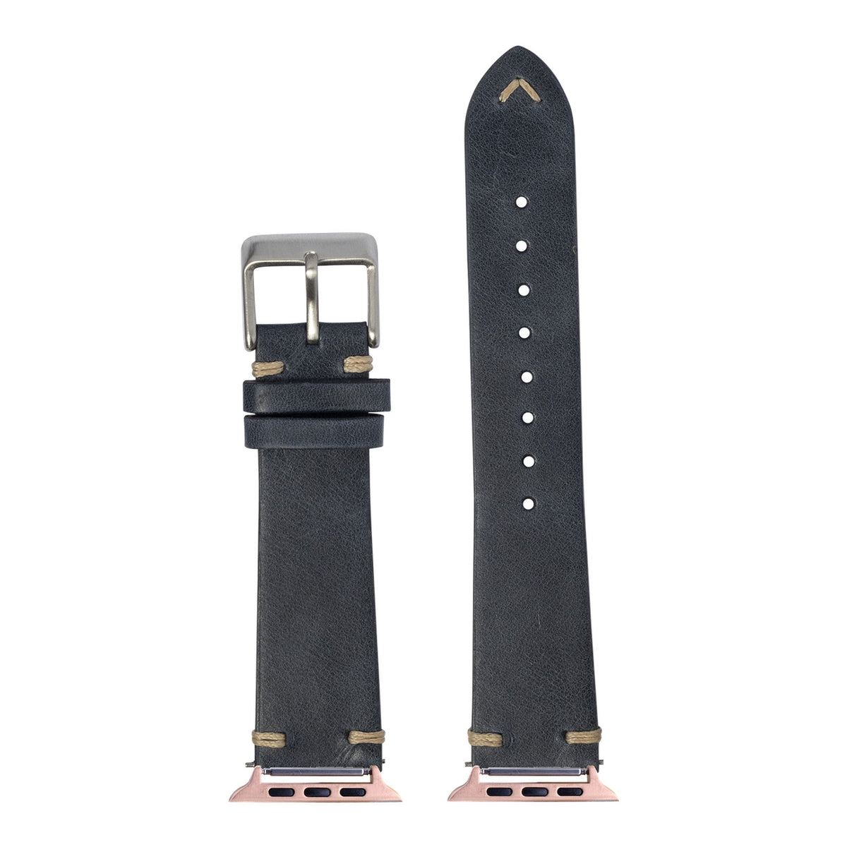 [Apple Watch] Vintage Knotted Leather - Navy Blue with Rose Gold Apple Watch connecters