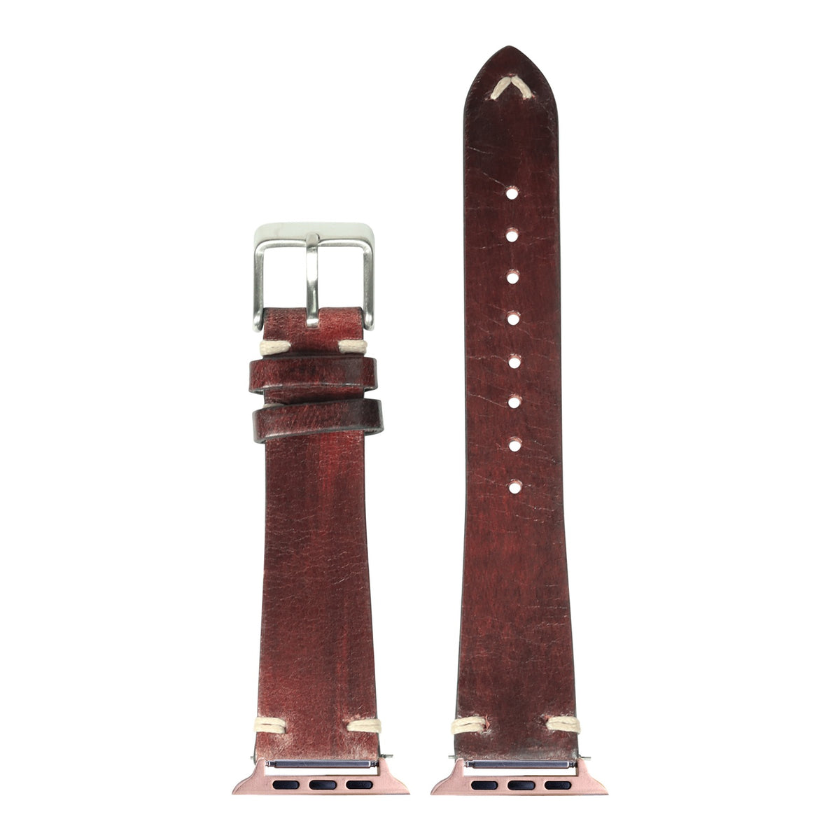 [Apple Watch] Vintage Knotted Leather - Smoked Brown with Rose Gold Apple Watch connecters