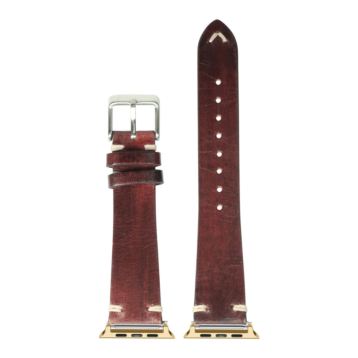 [Apple Watch] Vintage Knotted Leather - Smoked Dark Brown with Gold Apple Watch connecters