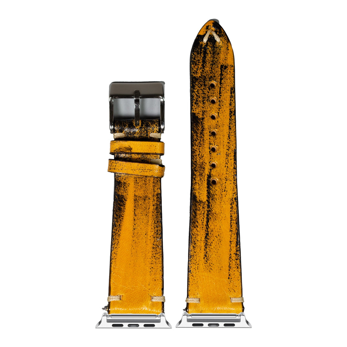[Apple Watch] Vintage Knotted Leather - Smoked Yellow with Silver Apple Watch connecters