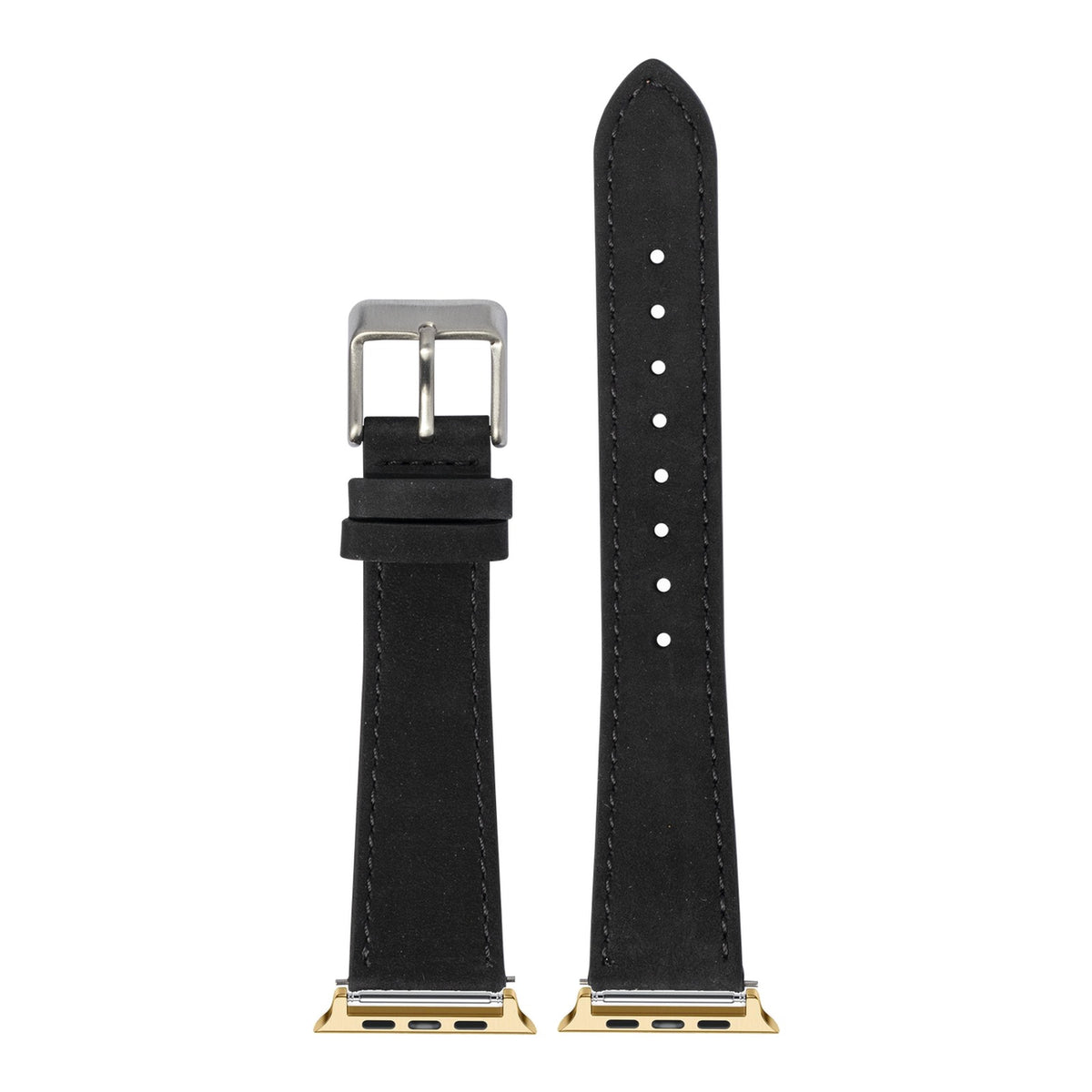 [Apple Watch] Nubuck Leather - Black with Gold Apple Watch connecters