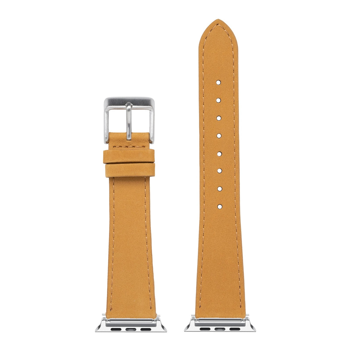 [Apple Watch] Nubuck Leather - Brown with Silver Apple Watch connecters