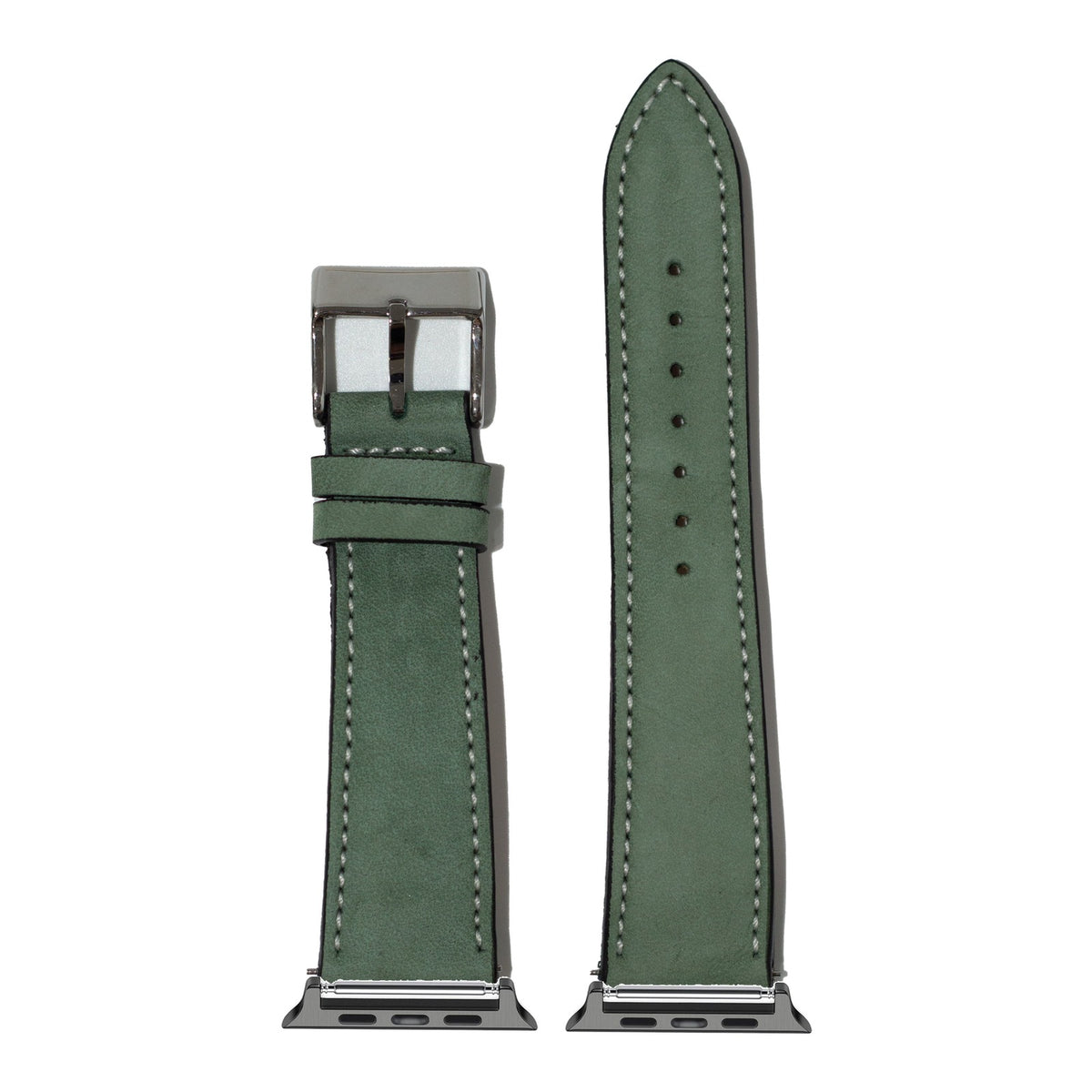 [Apple Watch] Nubuck Leather - Mint Green | White Stitching with Black Apple Watch connecters