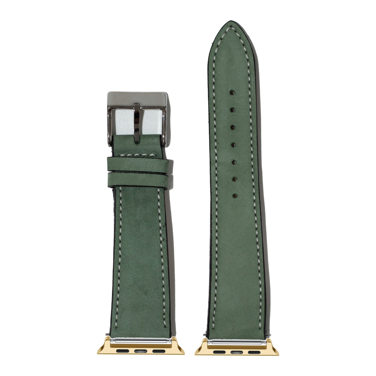 [Apple Watch] Nubuck Leather - Mint Green | White Stitching with Gold Apple Watch connecters