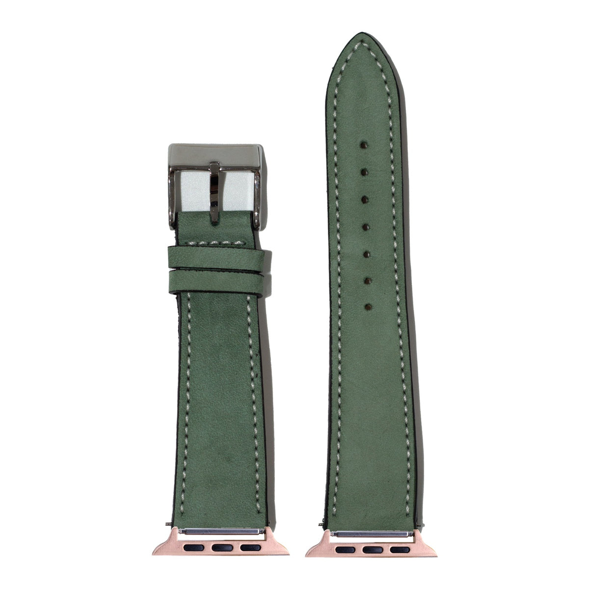 [Apple Watch] Nubuck Leather - Mint Green | White Stitching with Rose Gold Apple Watch connecters