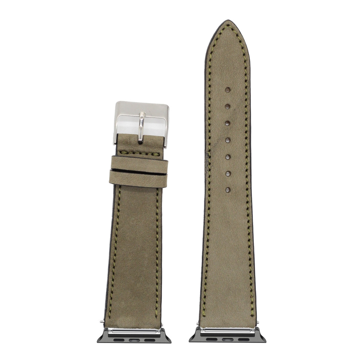 [Apple Watch] Nubuck Leather - Olive Green with Black Apple Watch connecters