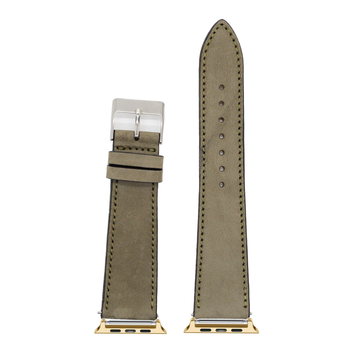[Apple Watch] Nubuck Leather - Olive Green with Gold Apple Watch connecters