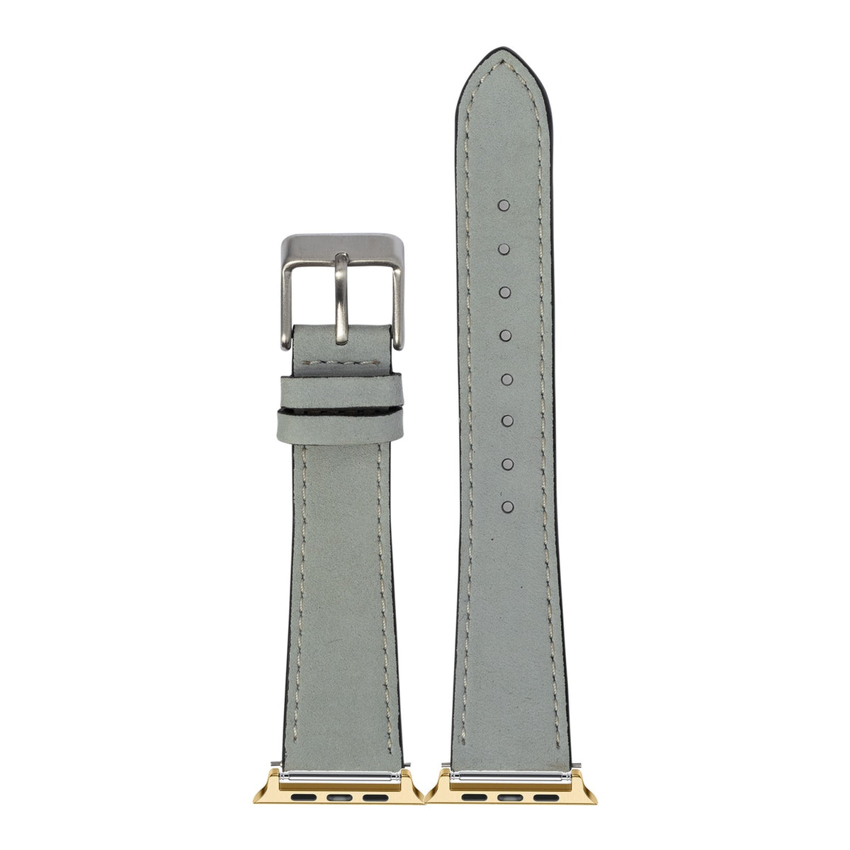 [Apple Watch] Nubuck Leather - Sky Blue | White Stitching with Gold Apple Watch connecters