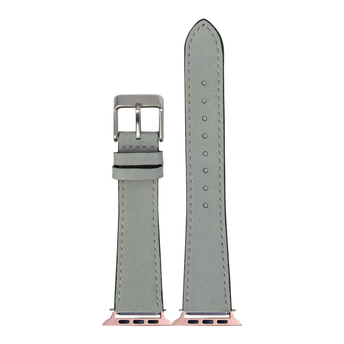 [Apple Watch] Nubuck Leather - Sky Blue | White Stitching with Rose Gold Apple Watch connecters