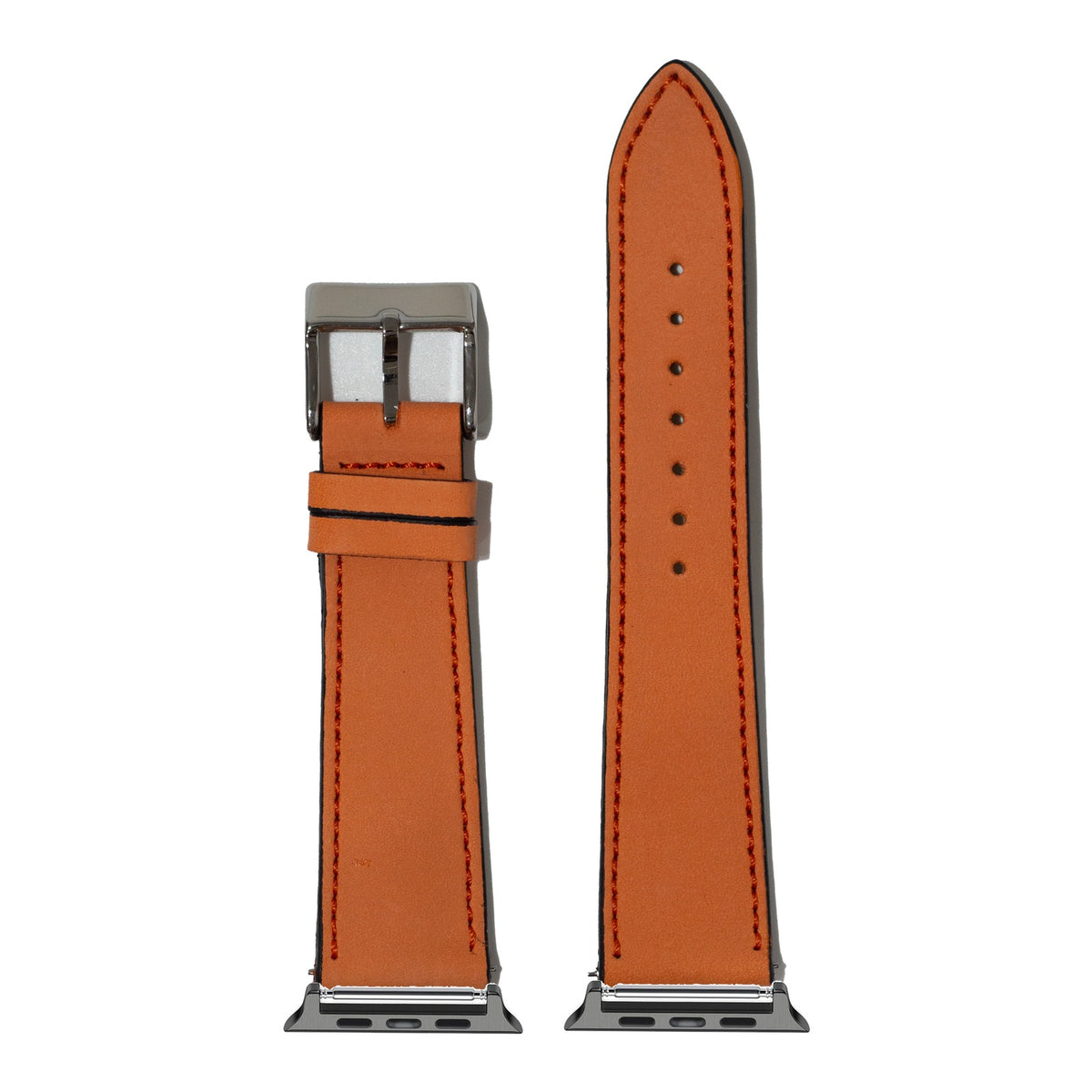 [Apple Watch] Nubuck Leather - Sunburst Orange with Black Apple Watch connecters