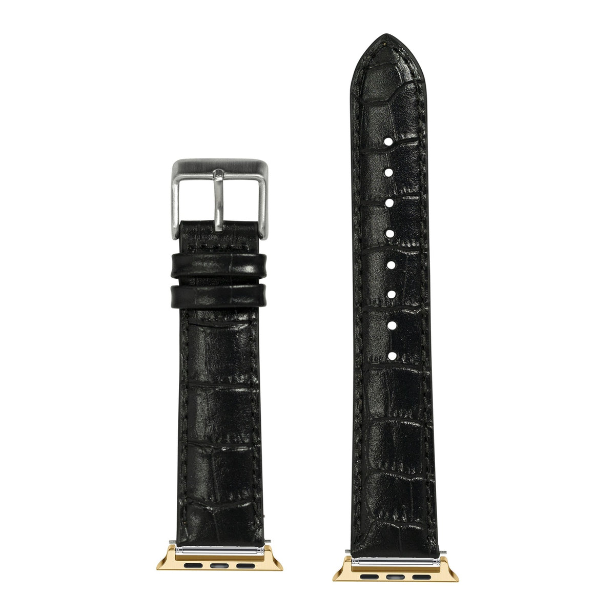[Apple Watch] Alligator Leather - Black with Gold Apple Watch connecters