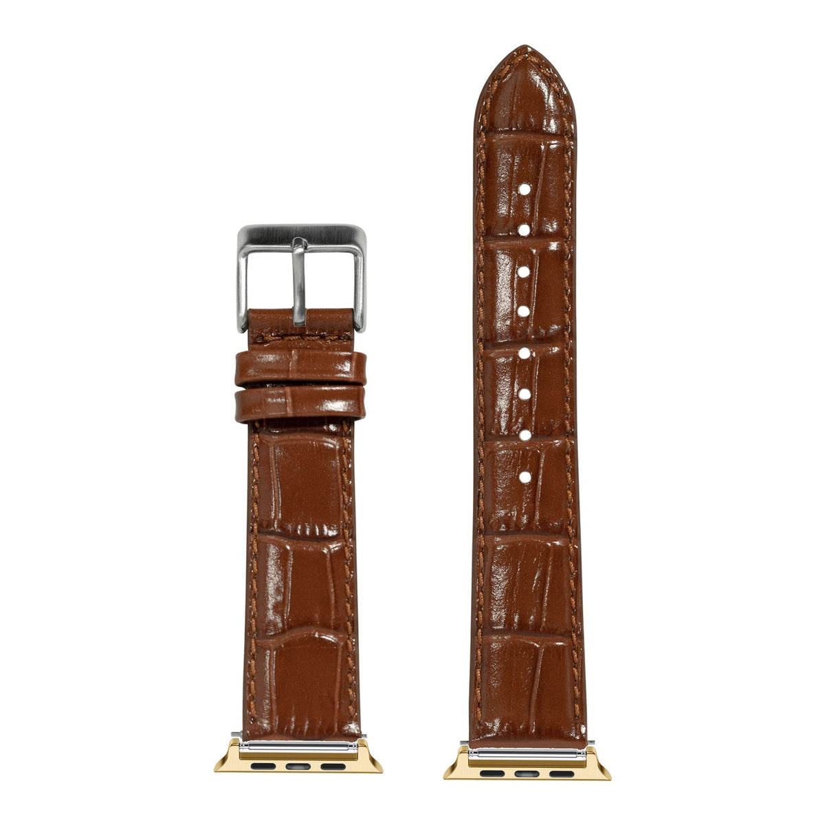 [Apple Watch] Alligator Leather - Brown with Gold Apple Watch connecters