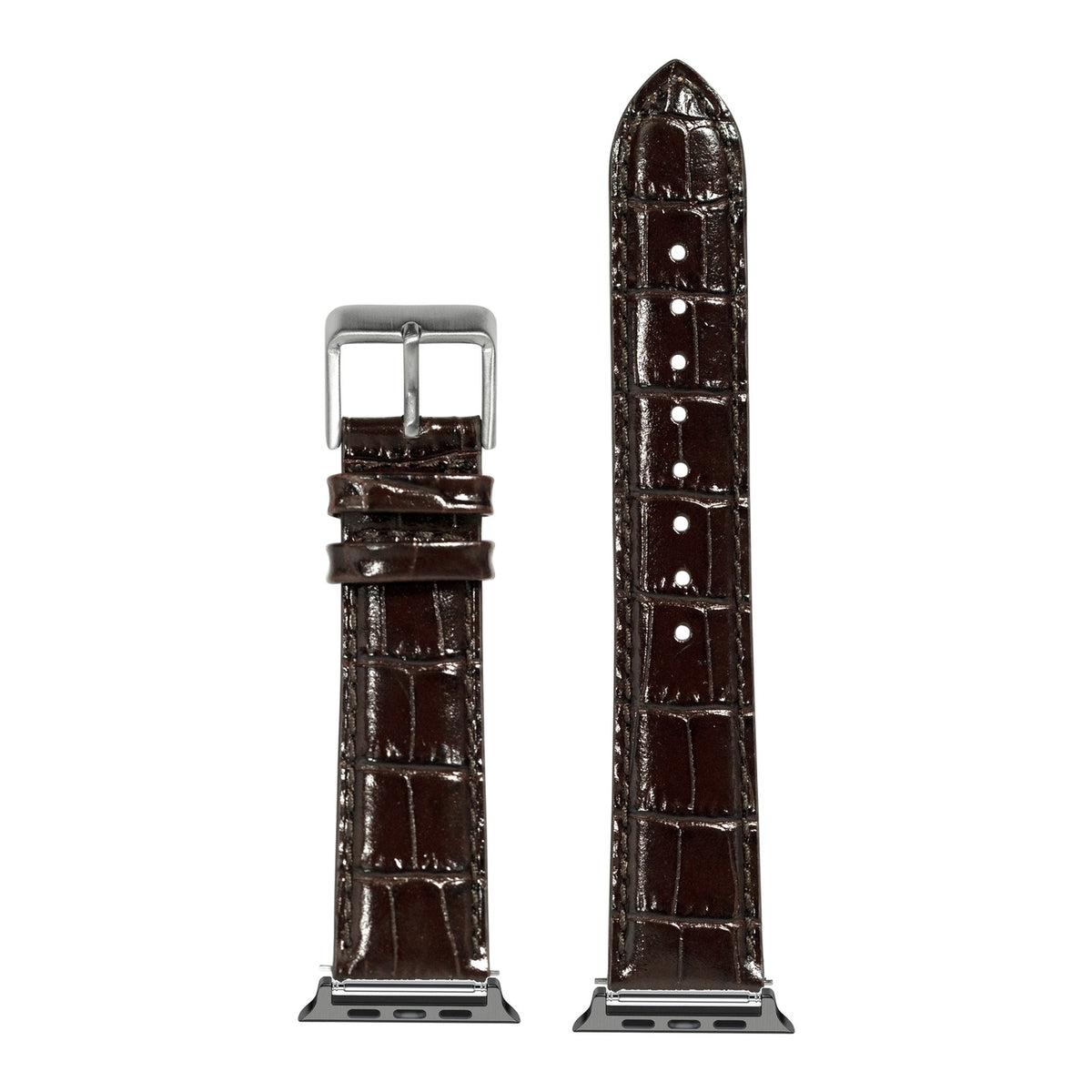 [Apple Watch] Alligator Leather - Dark Brown with Black Apple Watch connecters