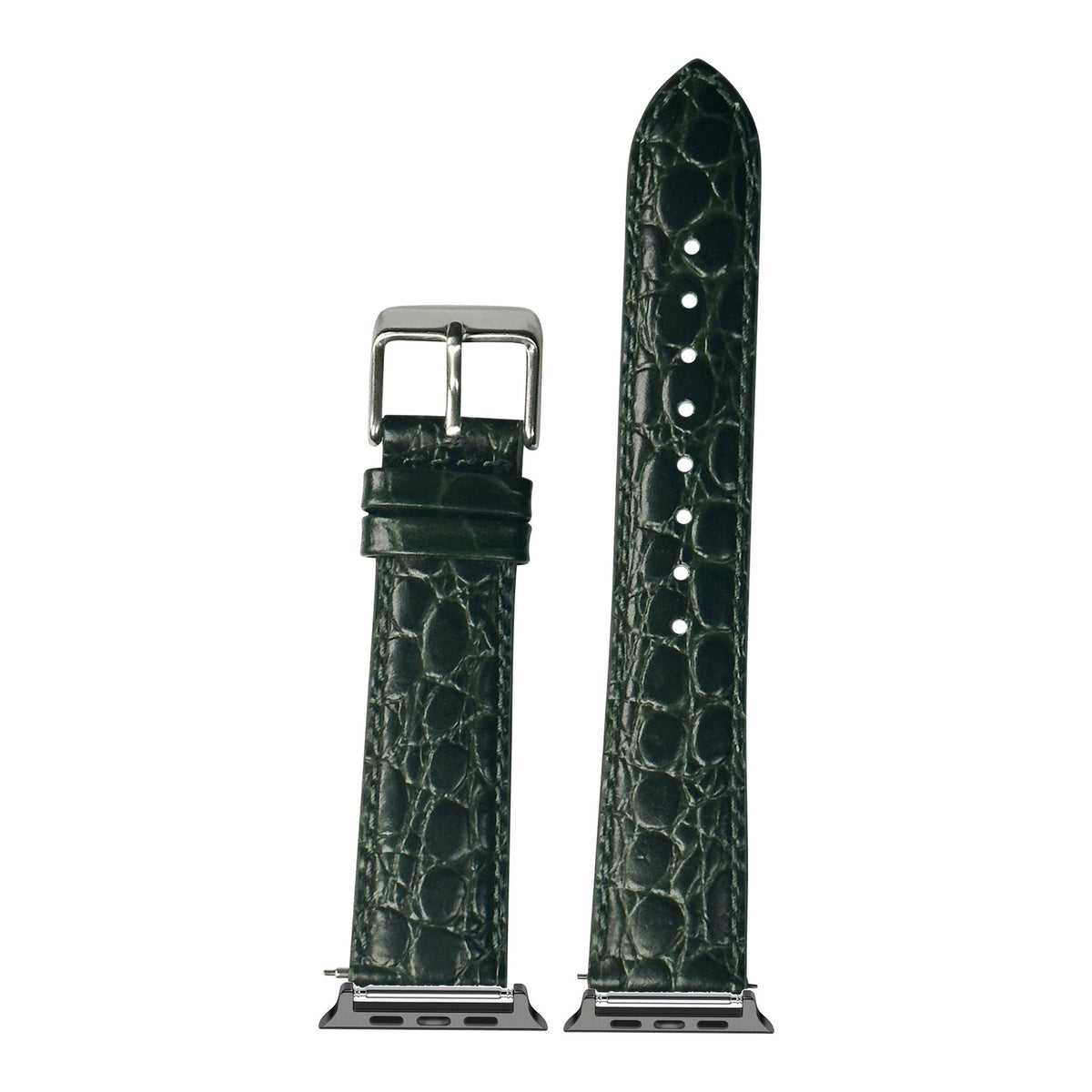 [Apple Watch] Alligator Leather - Dark Green with Black Apple Watch connecters