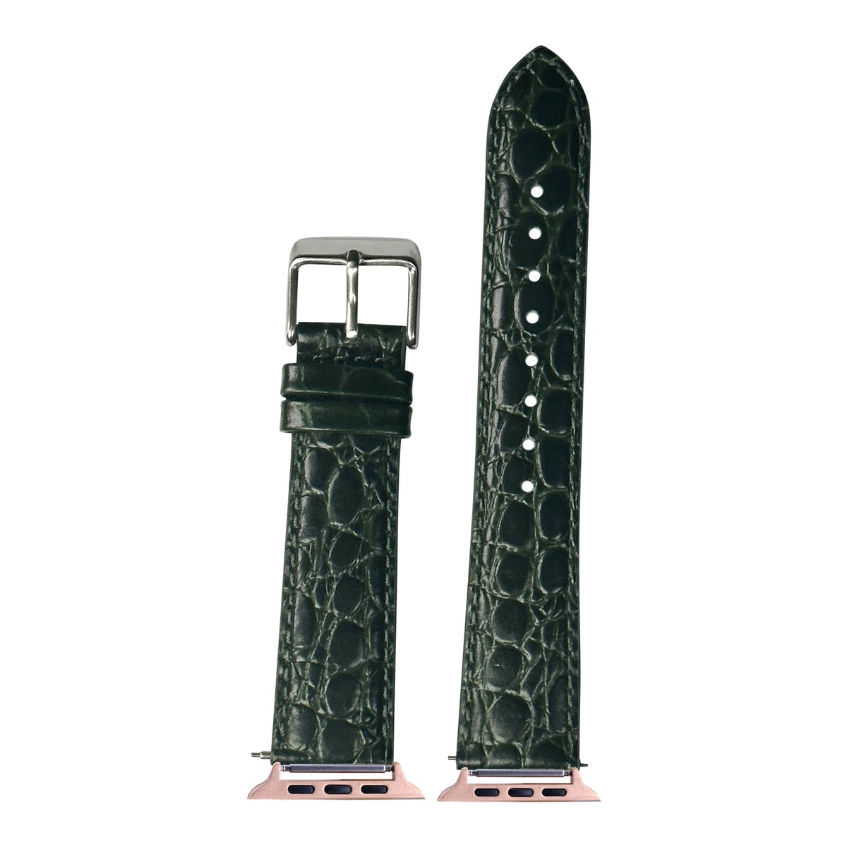 [Apple Watch] Alligator Leather - Dark Green with Rose Gold Apple Watch connecters