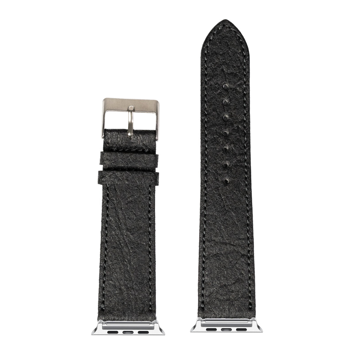 [Apple Watch] Pineapple Vegan Leather - Black with Silver Apple Watch connecters