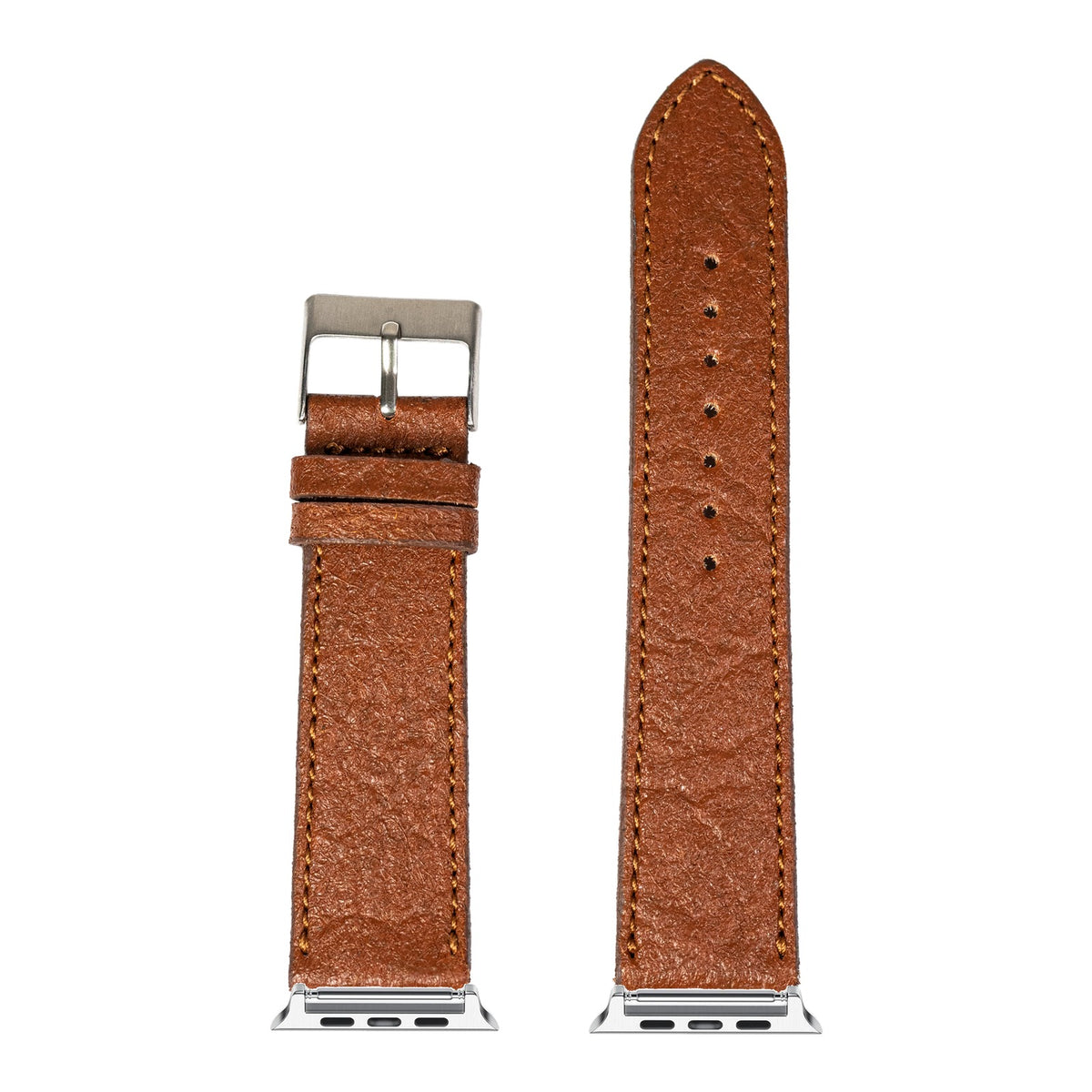 [Apple Watch] Pineapple Vegan Leather - Brown with Silver Apple Watch connecters