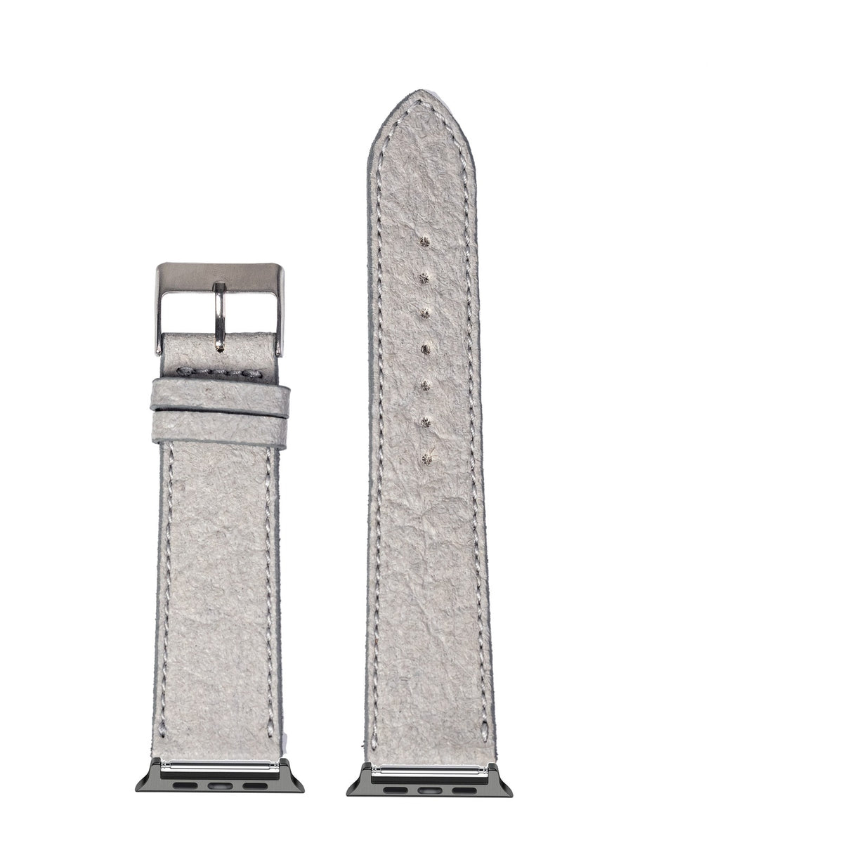 [Apple Watch] Pineapple Vegan Leather - Grey | White Stitching with Black Apple Watch connecters