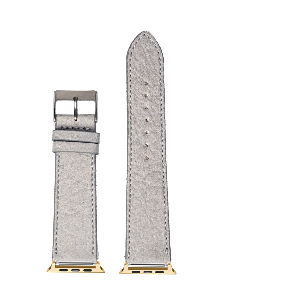 [Apple Watch] Pineapple Vegan Leather - Grey | White Stitching with Gold Apple Watch connecters