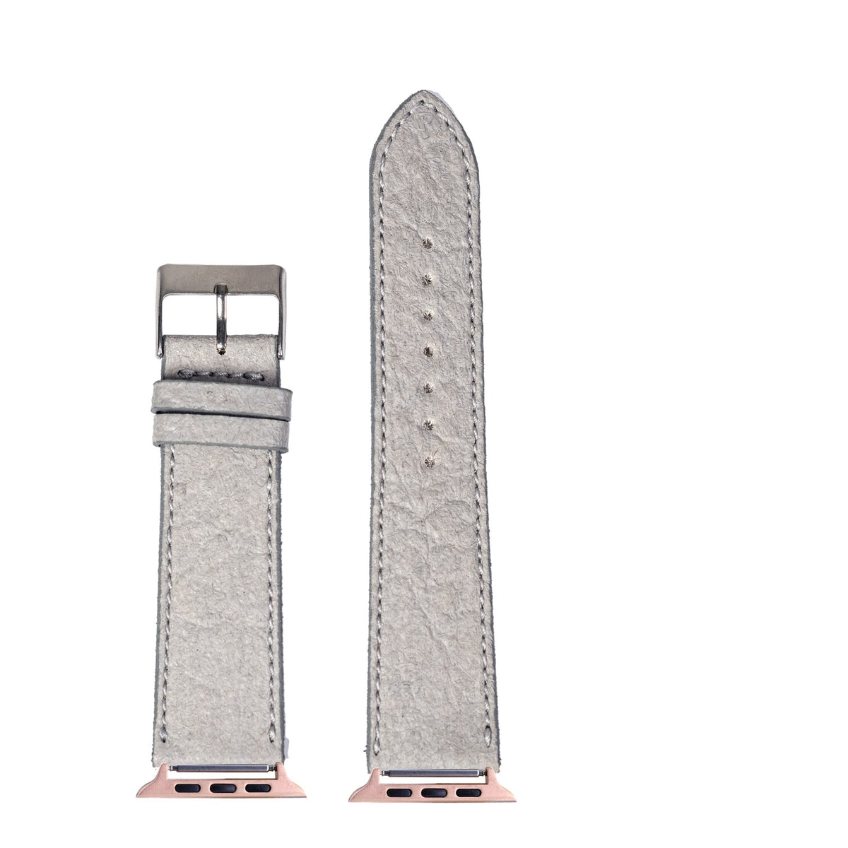 [Apple Watch] Pineapple Vegan Leather - Grey | White Stitching with Rose Gold Apple Watch connecters