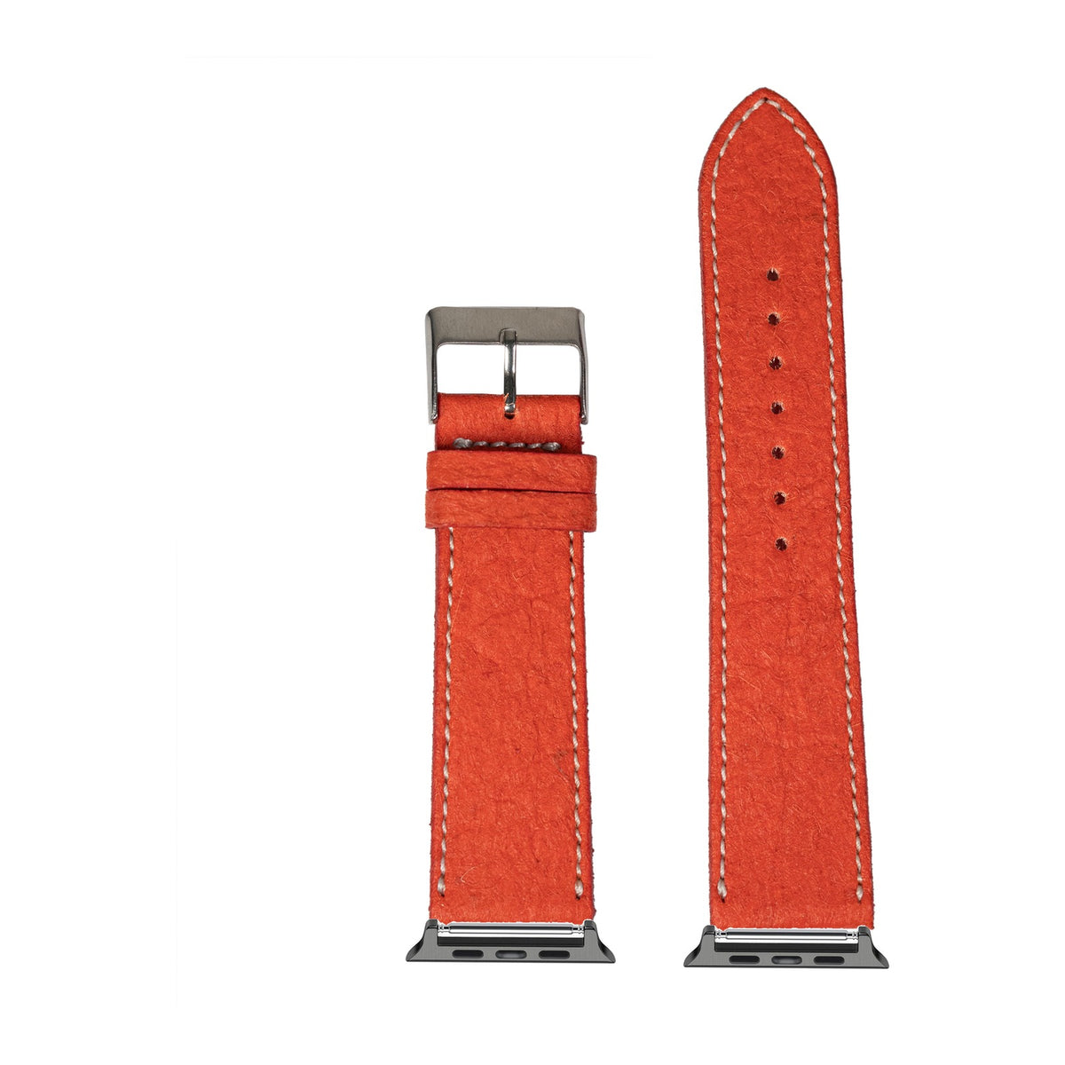 [Apple Watch] Pineapple Vegan Leather - Red | White Stitching with Black Apple Watch connecters
