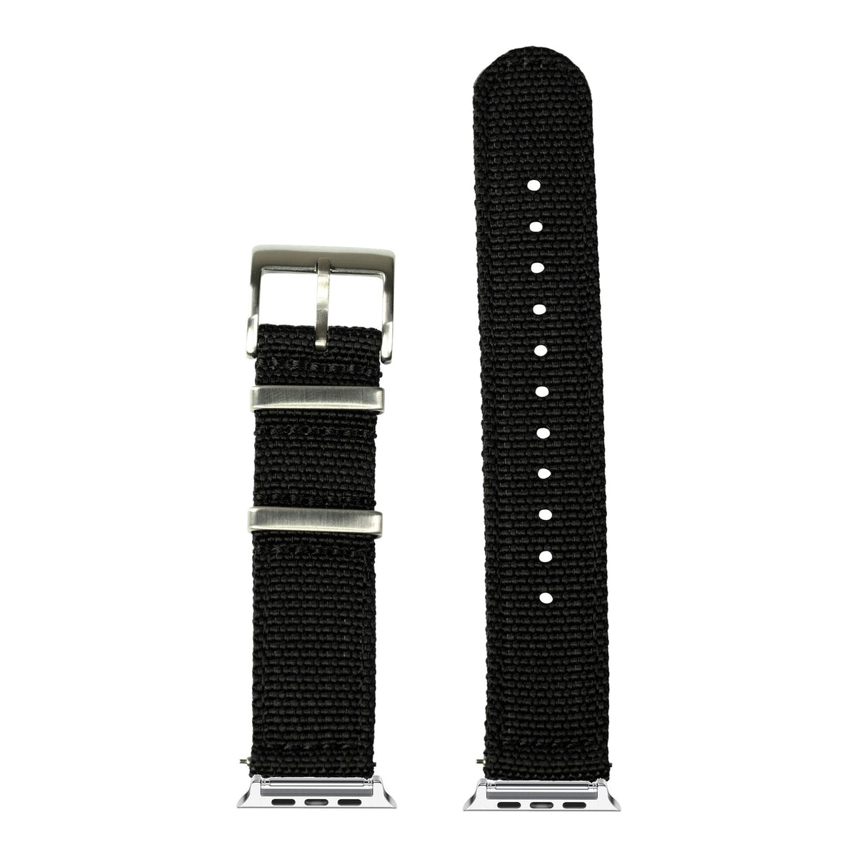 [Apple Watch] Alpha Militex - Black with Silver Apple Watch connecters