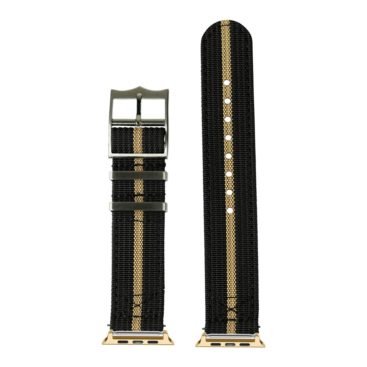 [Apple Watch] Alpha Militex - Black / Wheat Stripe with Gold Apple Watch connecters