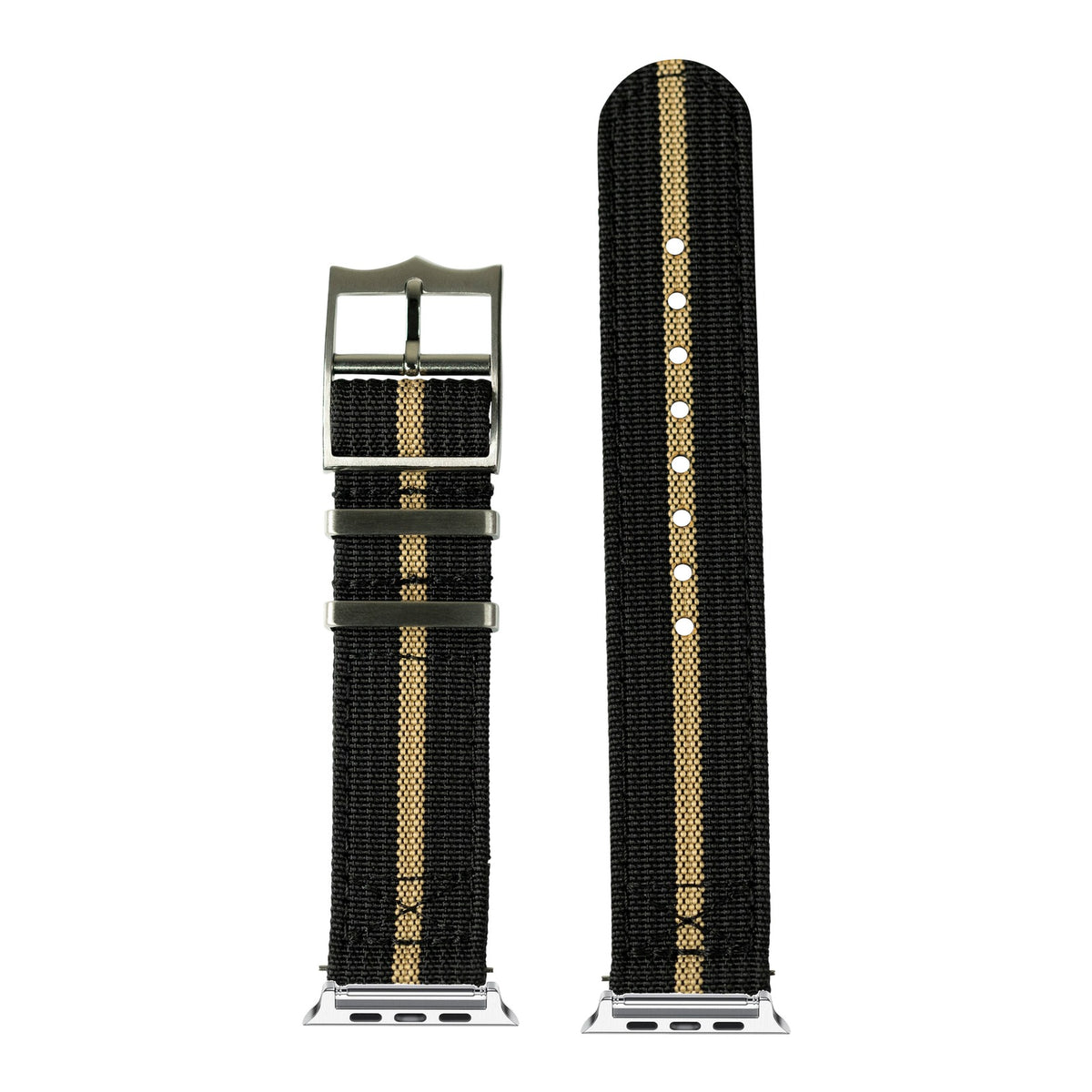 [Apple Watch] Alpha Militex - Black / Wheat Stripe with Silver Apple Watch connecters