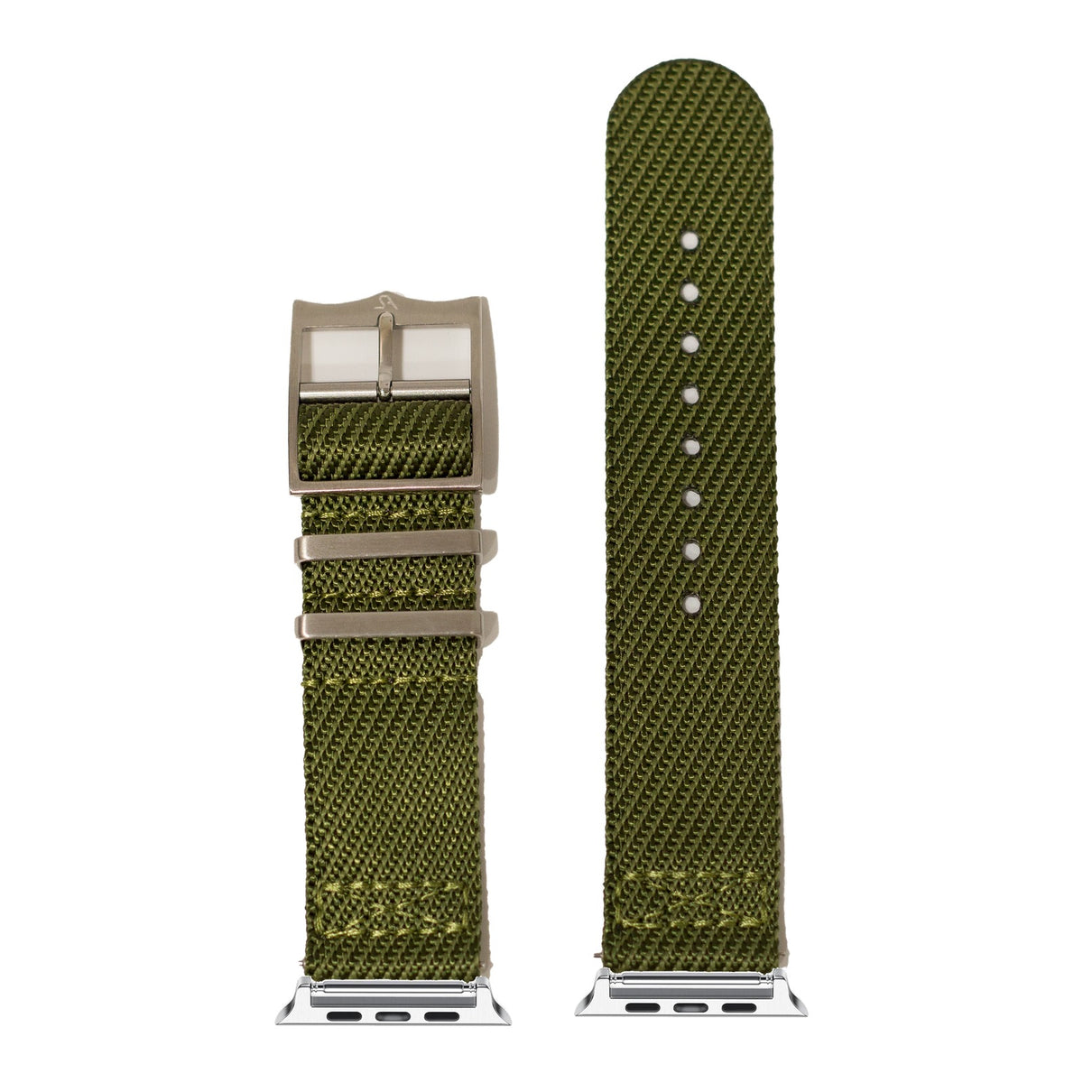 [Apple Watch] Cross Militex - Army Green with Silver Apple Watch connecters