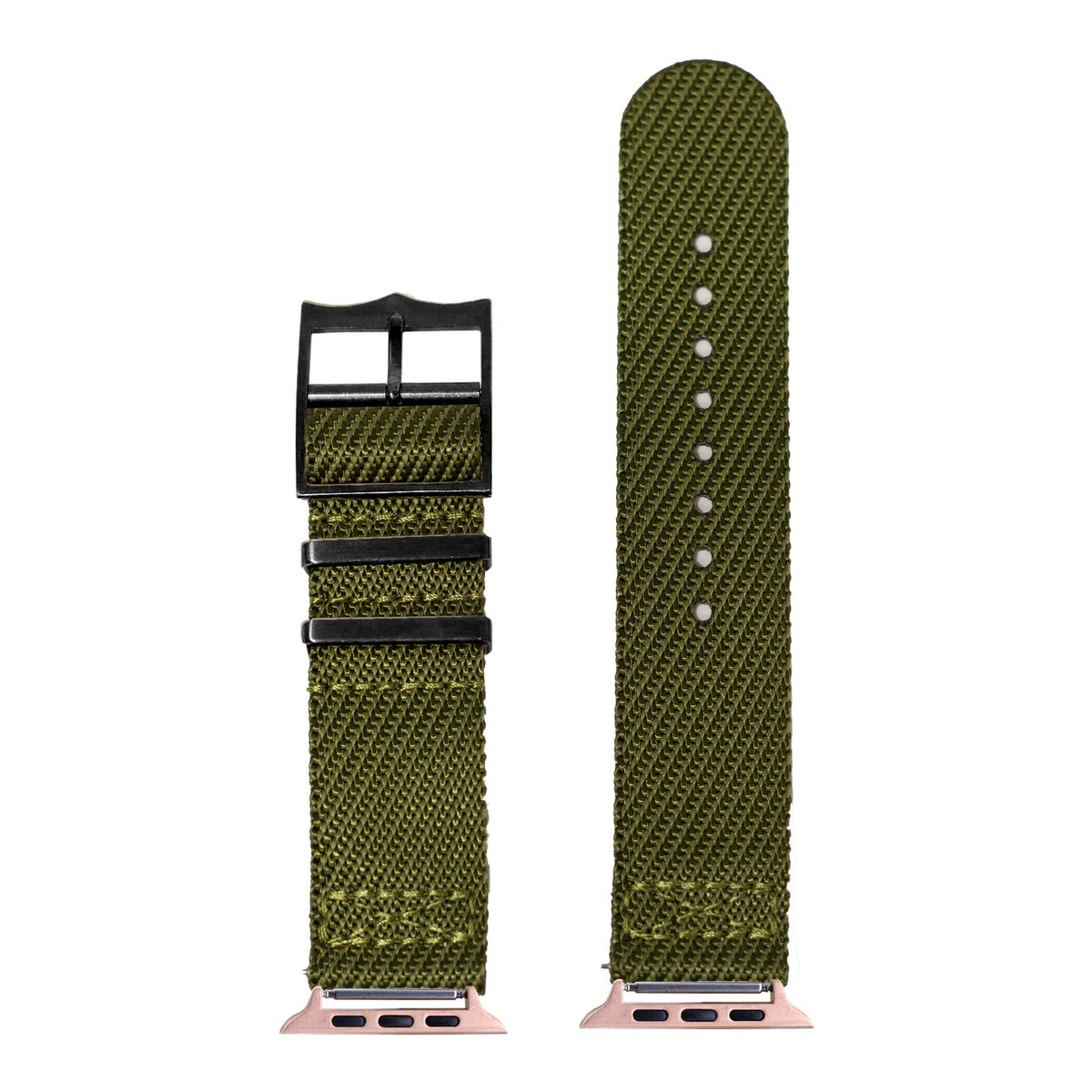 [Apple Watch] Cross Militex - Army Green [Black Hardware] with Rose Gold Apple Watch connecters