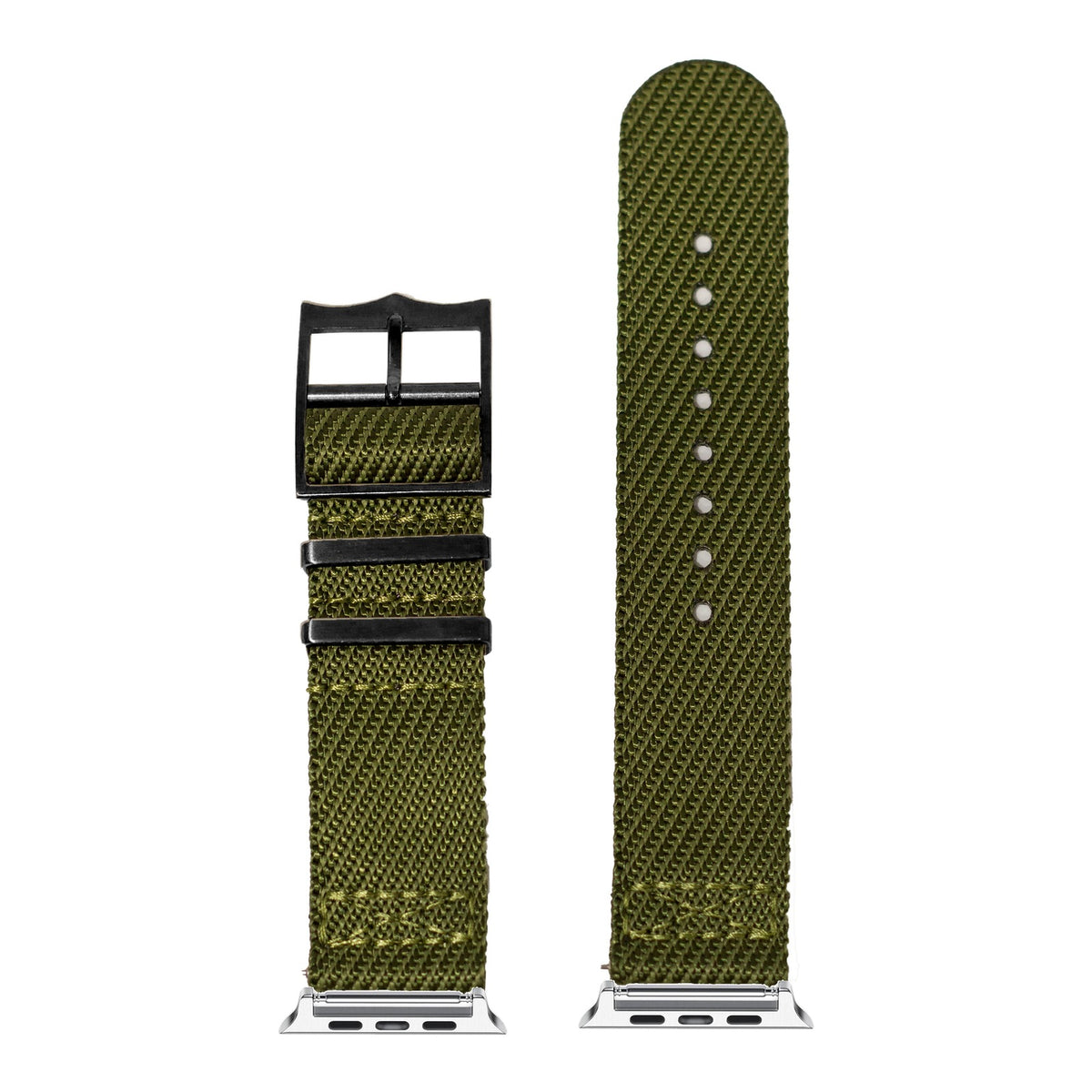 [Apple Watch] Cross Militex - Army Green [Black Hardware] with Silver Apple Watch connecters